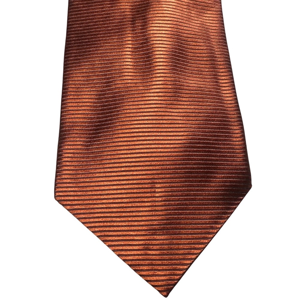 Jos‎ A Bank Mens Rust Copper Ribbed Silk Necktie Extra Long 2180-44 - Picture 2 of 6